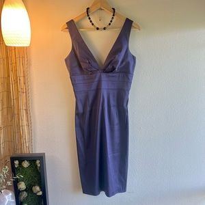Donna Ricco Deep Purple Satin Corset Cocktail Dress